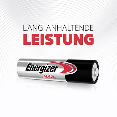 An Energizer Max battery lies beneath the text 'Long-lasting Performance', which indicates endurance and capability.