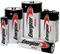 Five Energizer batteries of various sizes, from AAA to 9-volt, stand upright, surrounded by a silver and red design.