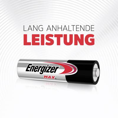 'Long-lasting performance' over an Energizer Max Battery. The illustration emphasises the battery's longevity.