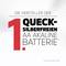 'The manufacturers of the 1st mercury-free AA alkaline battery*.' Small text below: '*Available on the market since 1991'. Background in greyscale.