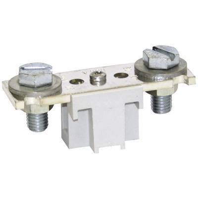 Electrical fuse with two large metal nuts and screws mounted on an insulating base. Used for current limitation.