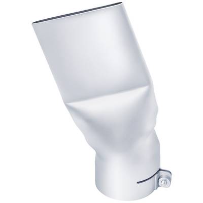 Metallic pipe with an angled end and a clamp on the side, potentially serving as an exhaust or ventilation component.