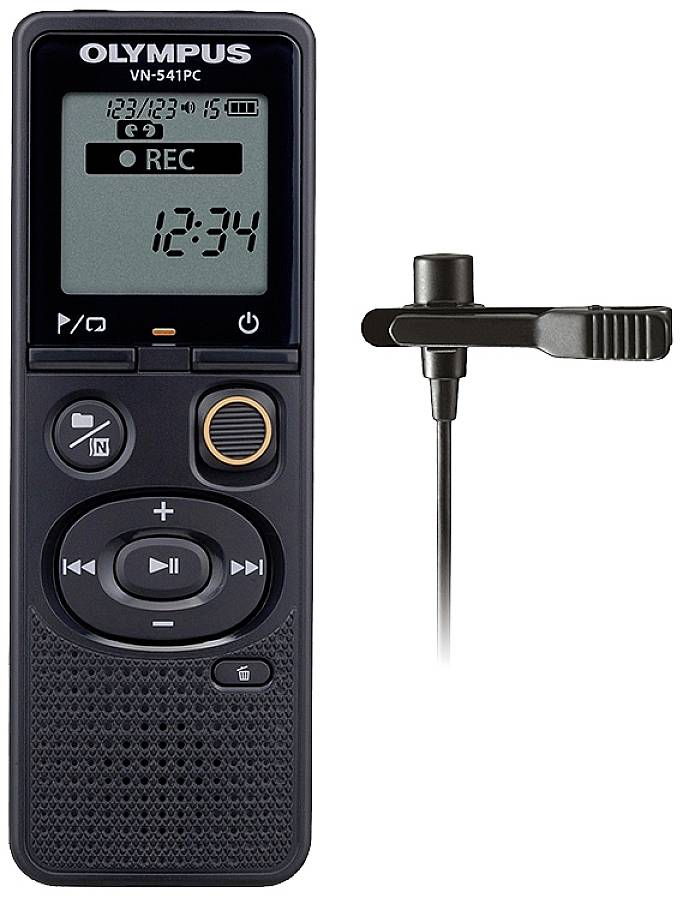 Olympus VN-541PC Lavalier-Kit Digital dictaphone Max. recording time 2080 h  Black Noise cancelling