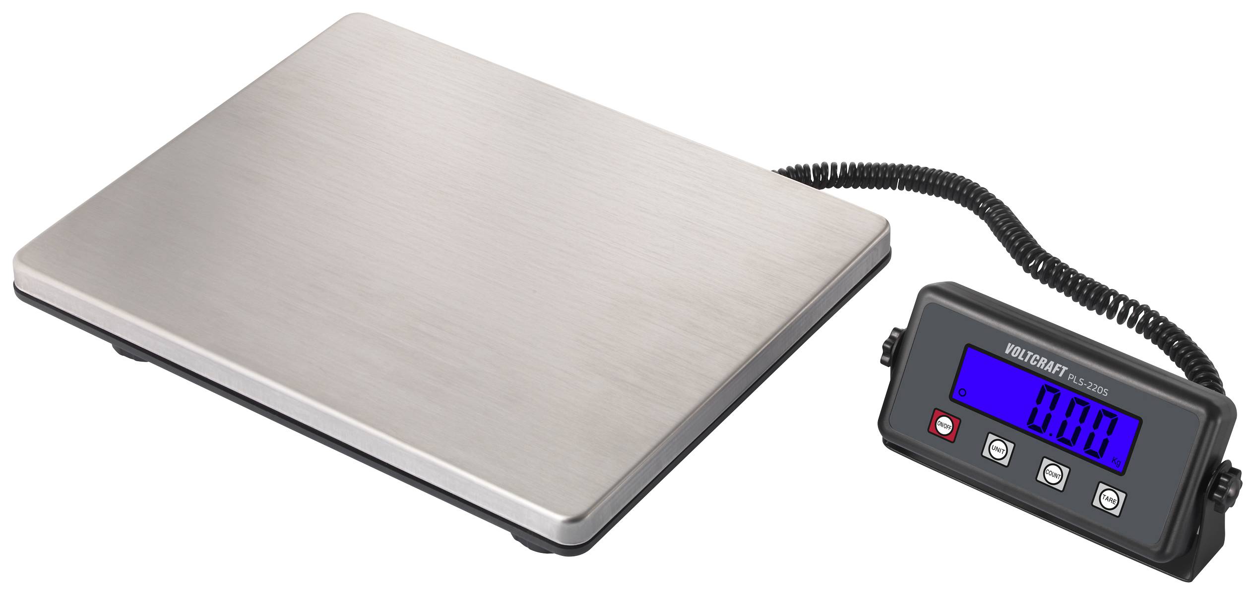 VOLTCRAFT PLS-220S Platform scales Weight range 200 kg Readability 50 g battery-powered, mains-powered Stainless steel