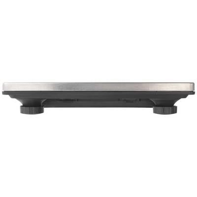 The figure shows a flat, rectangular metal platform with four black, adjustable feet. It is a platform scale.