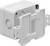 Grey rectangular plastic enclosure with removable mounting bracket, side openings, for electrical installations.