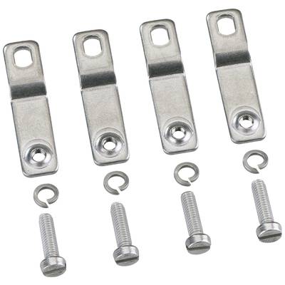 Four silver mounting brackets with screws and washers.