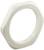 White plastic hexagonal nut with a ring shape, featuring smooth and ribbed edges for a secure grip.