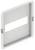 A rectangular metal frame with a rectangular cut-out in the centre. The frame has two mounting clips on its sides.