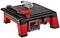'Einhell' Table Tile Cutter with visible circular saw blade, black and red housing, protective cover, suitable for precise tile cutting.