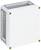 White rectangular plastic box with green screws at the corners. Box has an open top and holes on the sides.<br><br>Note: The translation is already in British English, so no changes were necessary.