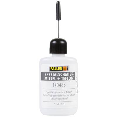 A bottle of 25 ml Faller special lubricant with Teflon, item no. 170488, featuring a fine applicator tip.