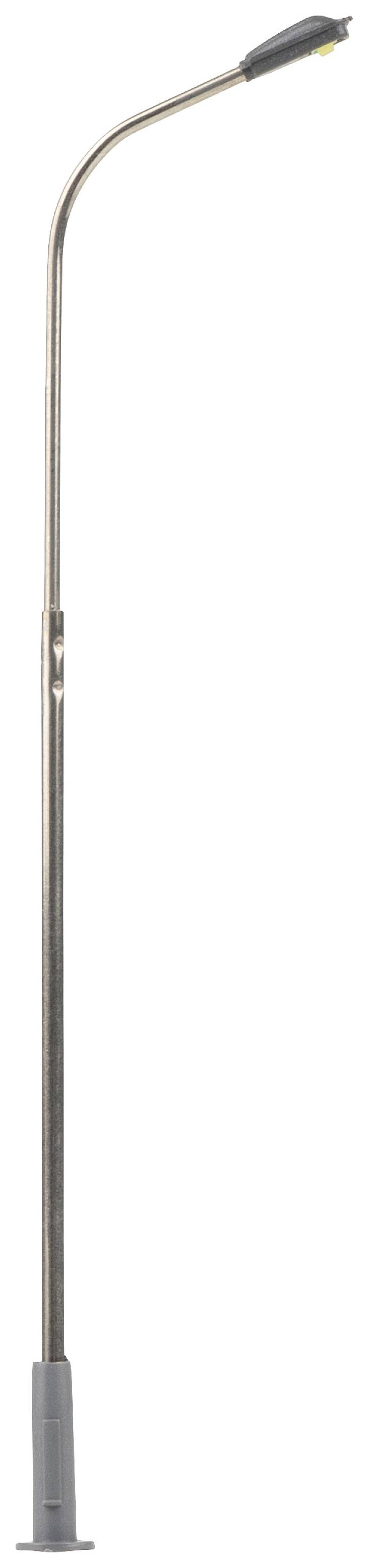 A tall, slender standard lamp with a curved neck and small lampshade, suitable for focused lighting in contemporary interiors.