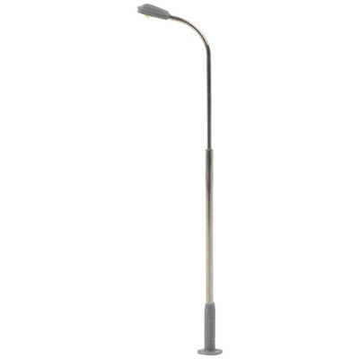 A long, curved reading lamp in grey with a flexible neck for focused lighting, suitable for tables or beds.