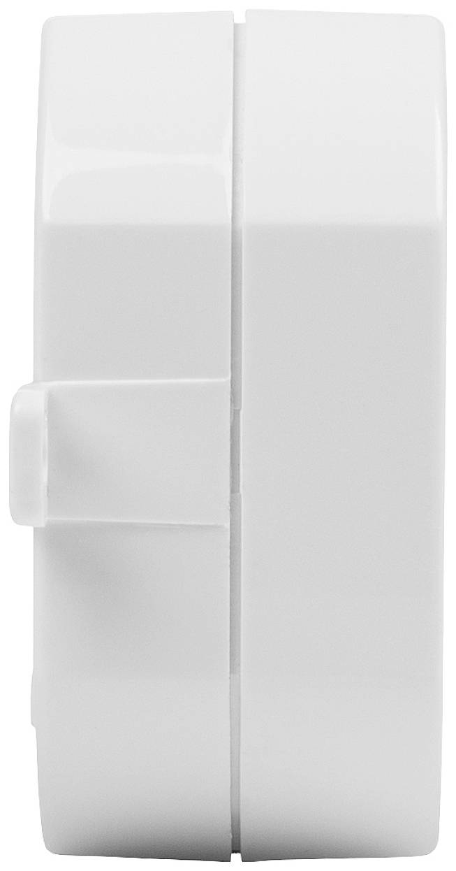 A white rectangular sensor with a smooth surface and rounded corners. A side view is visible, showing a small protrusion.