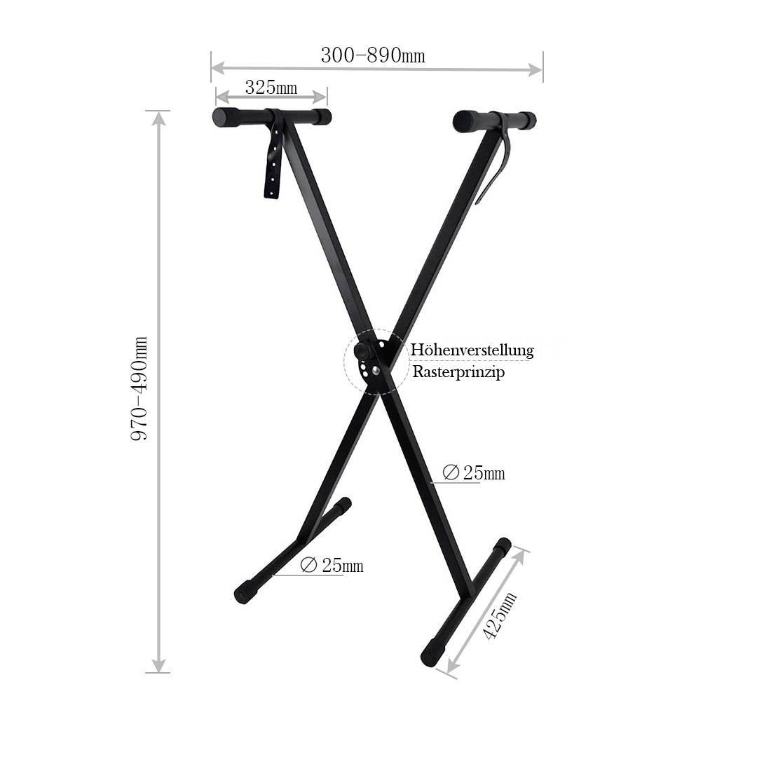 MSA Musikinstrumente AKS 1 Keyboard stand Black heightadjustable