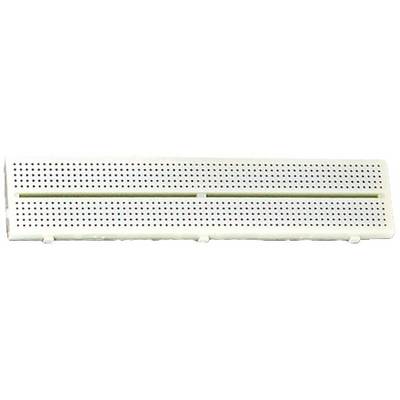 Breadboard for electronic circuits, rectangular, with numerous holes for placing components.