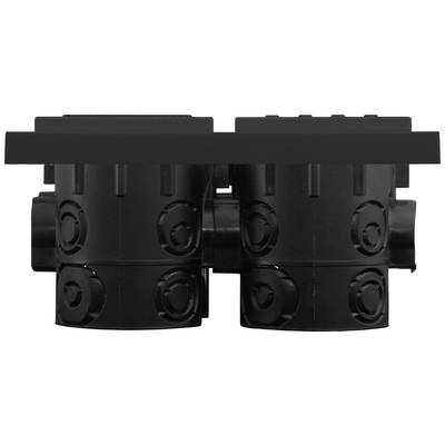 Two black cylindrical components side by side, connected by an upper cover. Suitable for technical applications.