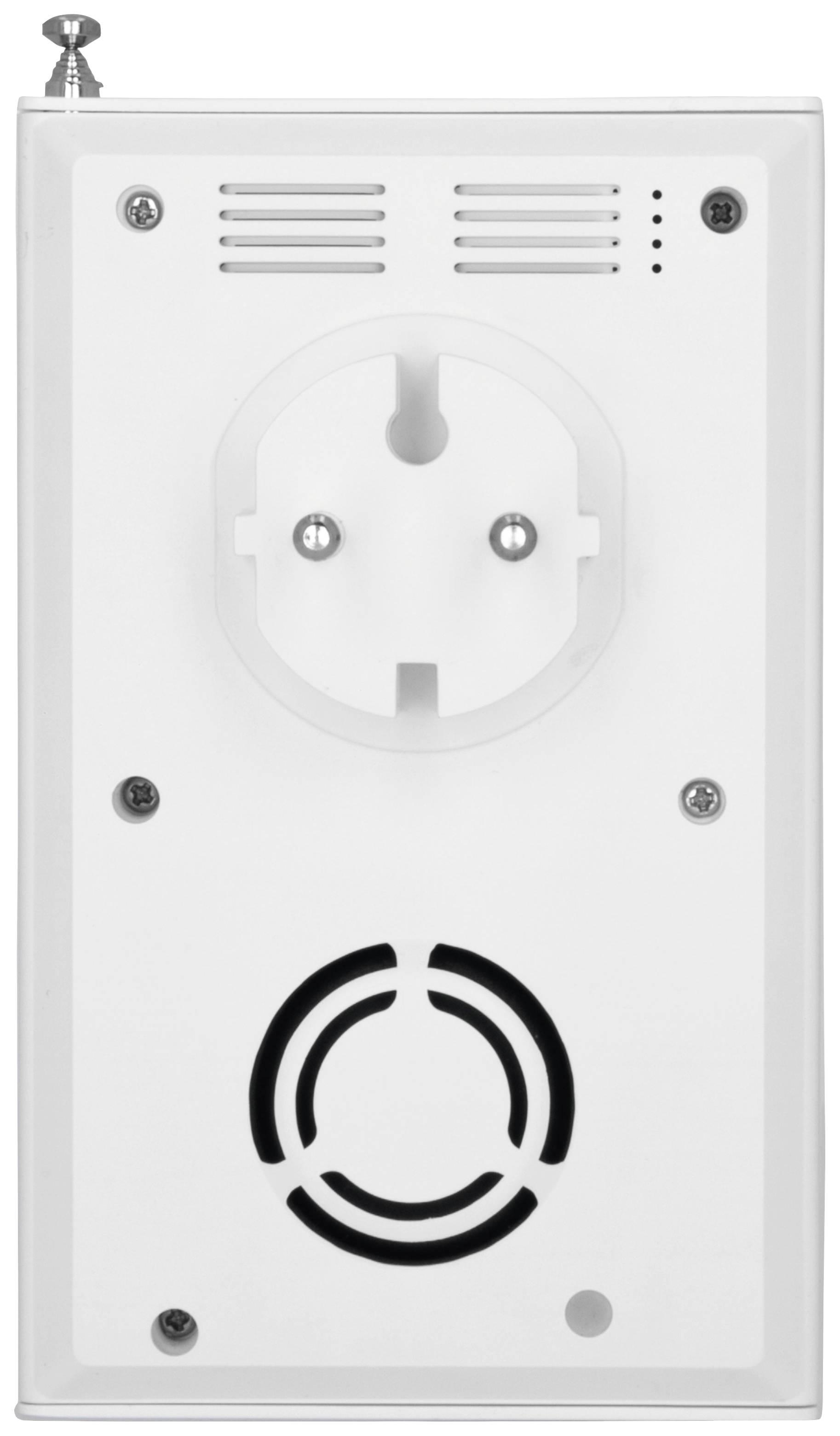 White socket with multiple ventilation slots and screw fixings, suitable for technical installations.