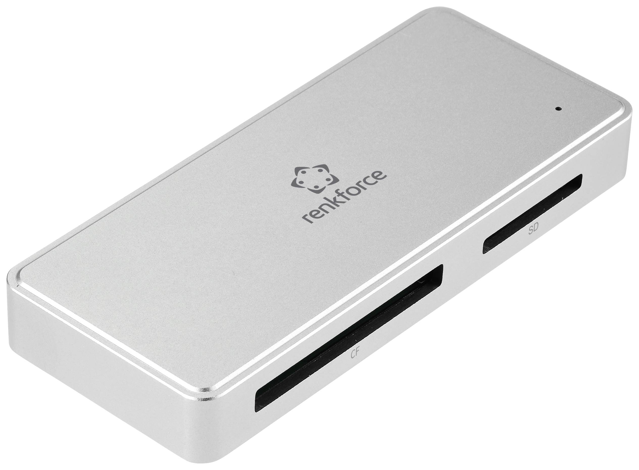 Renkforce RF-PCR-400 External memory card reader / hub USB C® (USB 3.2 1st gen), USB type A Silver