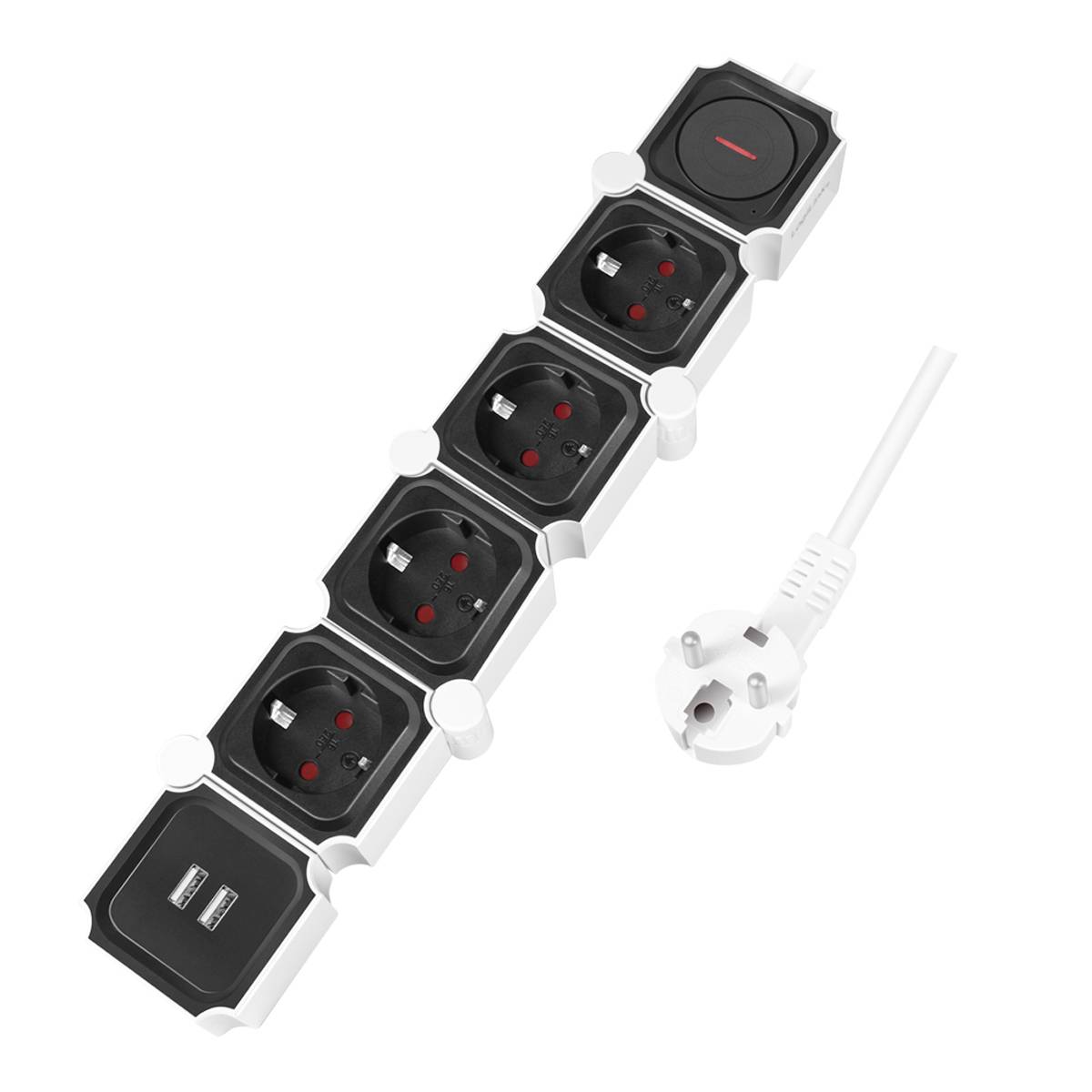 LogiLink LPS276U Power strip (+ switch) White, Black PG connector 1 pc(s)-11