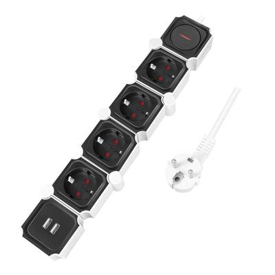 LogiLink LPS276U Power strip (+ switch) White, Black PG connector 1 pc(s)-11