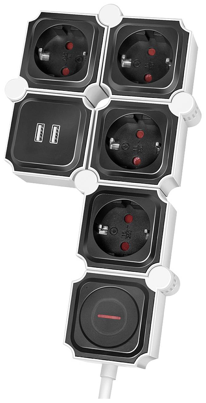 LogiLink LPS276U Power strip (+ switch) White, Black PG connector 1 pc(s)-7