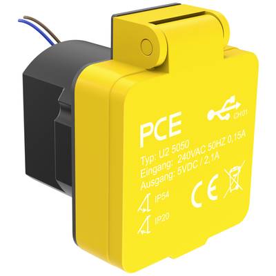 PCE U25050  Surface-mount socket  incl. USB charging port IP54 Yellow