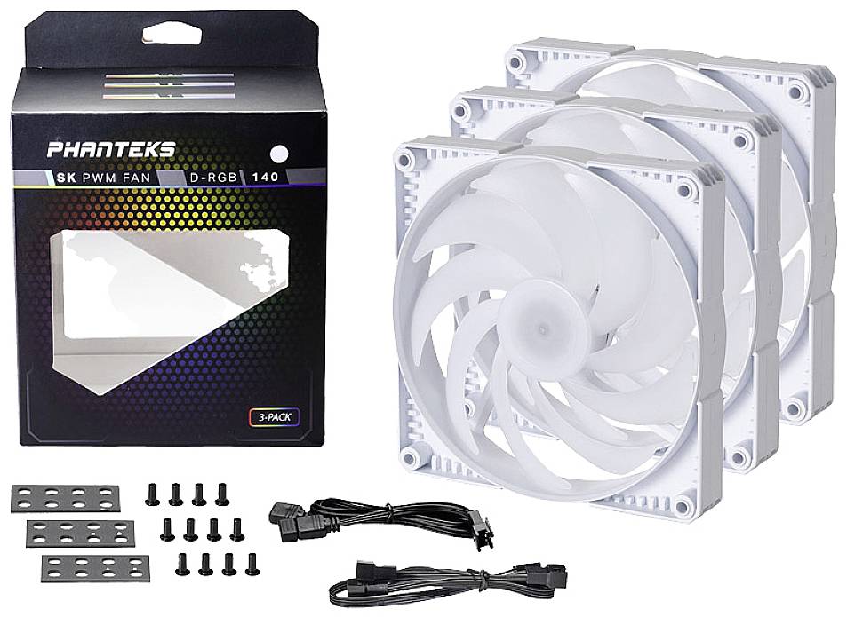 Phanteks PHANTEKS SK PWM DRGB Lüfter, 3er Pack 140mm, weiß PC fan White (W x H x D) 140 x 140