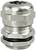 Metal cable gland with thread. It has a silver colour and an O-ring for sealing.