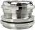 Metal pipe connector with thread and seal, polished, industrially manufactured, used for cable or pipe terminations.