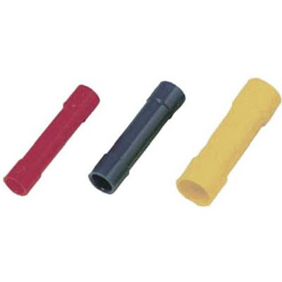 Three hollow plastic tubes in red, blue and yellow placed side by side on a white background.