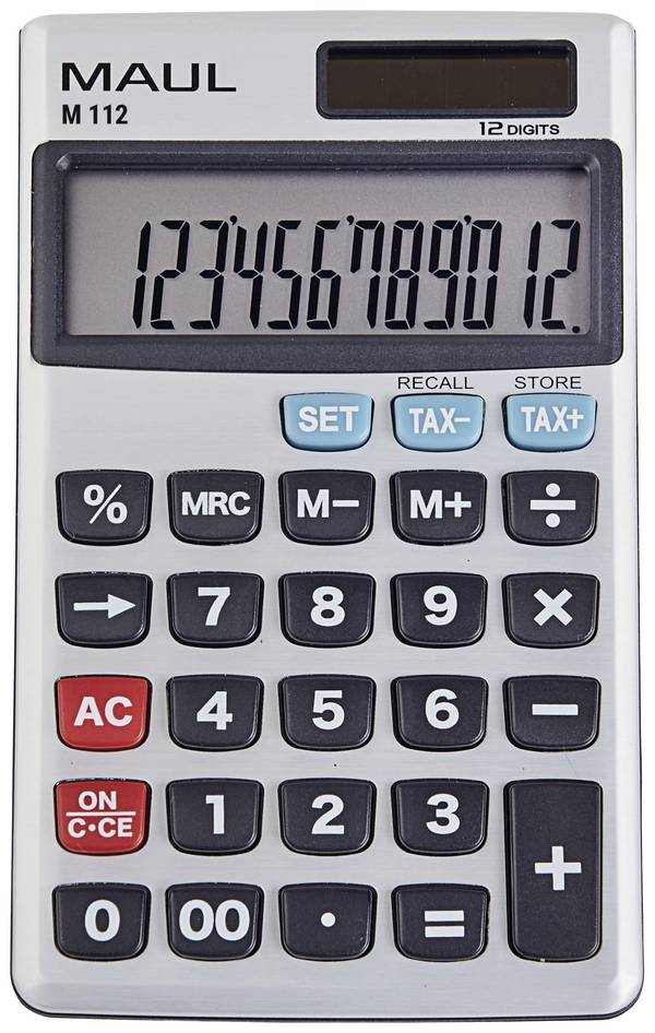 Maul M 12 Pocket calculator Grey Display (digits): 12 battery-powered, solar-powered