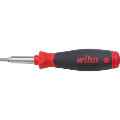 A Wiha screwdriver with a red handle and black rubber coating, suitable for various screw applications.