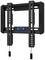Black TV wall mount with multiple mounting holes and two suspension cables at the bottom. Suitable for flat screens.