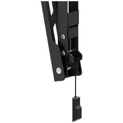 'Detail of a black mechanism with multiple screws and a cable attached to it.'