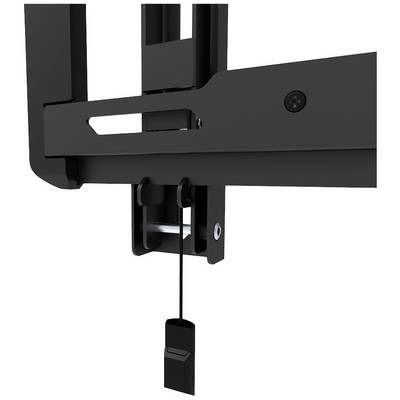 Close-up of a black mechanical lever system with cable, potentially used for a mounting system or adjustment mechanism.
