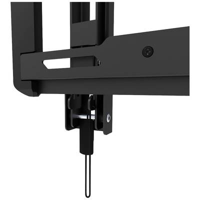 Close-up of a black metal mechanism that appears to be part of a larger device. A loop hangs from the lower end.