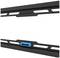 A black TV wall mount by Neomounts with an integrated blue spirit level for precise alignment.