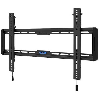Wall mount for attaching a television, black, adjustable with multiple drill holes for adapting to different sizes.