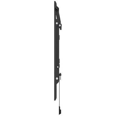 Vertical image of a black metal part with multiple screws and movable components. Potentially a mechanism or hinge.