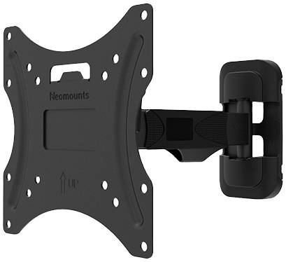 Black, adjustable TV wall mount with articulating arm, suitable for flat screen televisions.