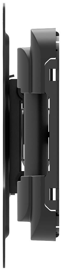 Side view of a flat, black wall mount for large screens.