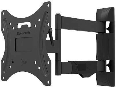 Wall mount for flat-screen televisions with a pivoting arm. Suitable for flexible positioning on the wall.