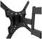A black, adjustable TV wall mount bracket with multiple mounting screws.