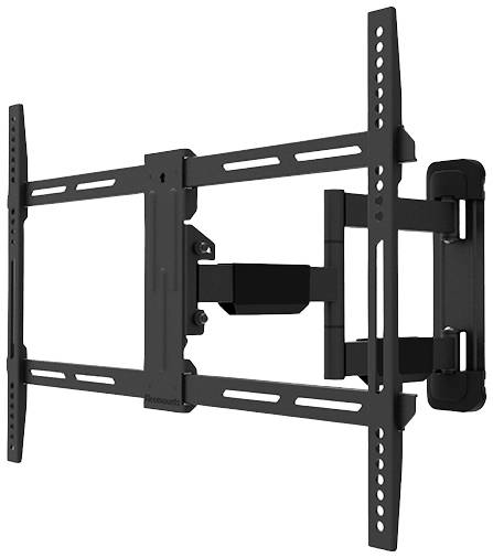 TV wall mount with articulating arm for flexible positioning, suitable for various screen sizes, in black.