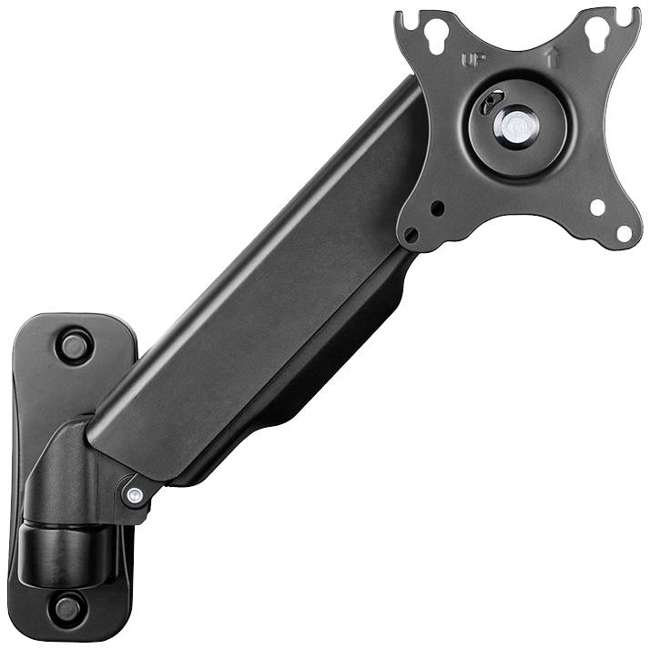Black, adjustable monitor wall mount, suitable for various screen sizes.