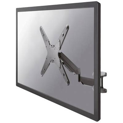 View of a pivoting TV wall mount with a flat-screen television mounted on it. The mount allows flexible positioning.