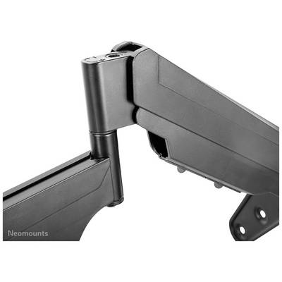 Close-up of a black monitor arm with a joint, demonstrating flexibility and positioning options for screen placement.