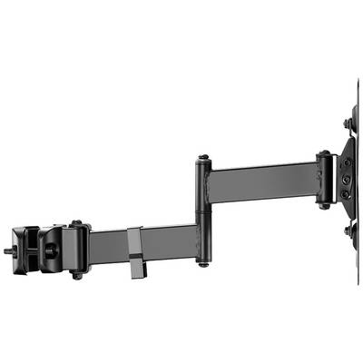 Black, adjustable TV or monitor wall mounting arm with joints for flexible positioning. Suitable for various screen sizes.